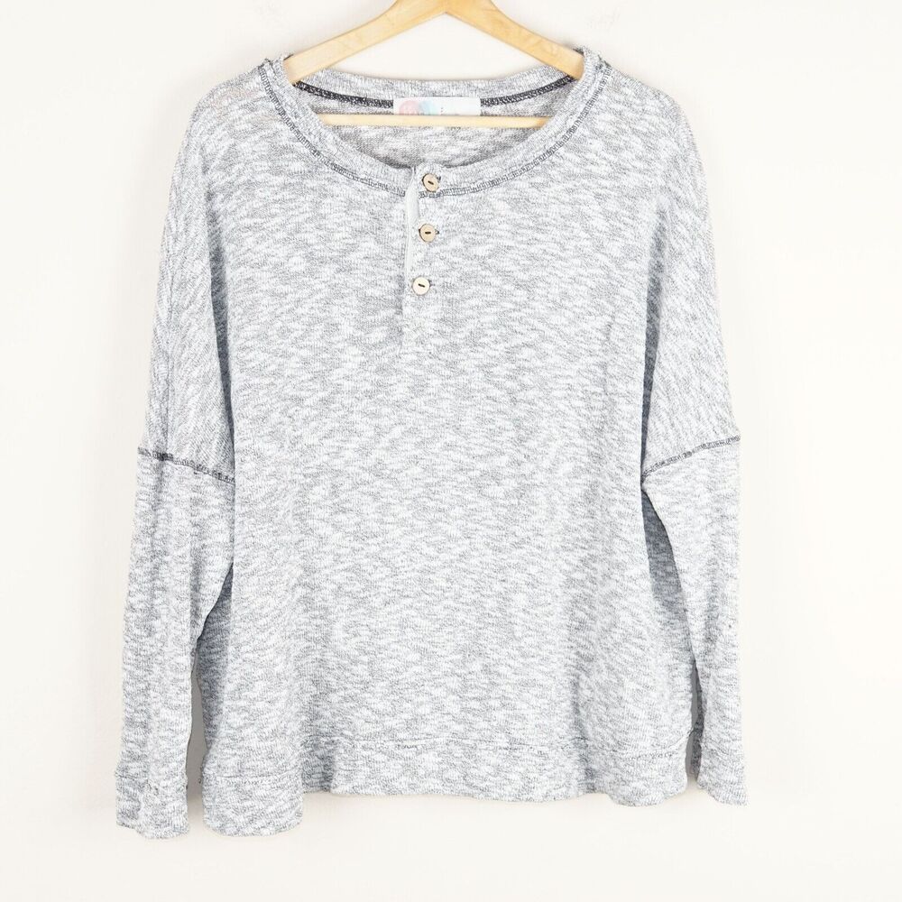 Free People Beach Sleep To Dream Knit Alabaster Gray Textured Tops Womens Sz S